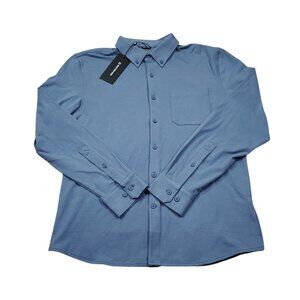 Western Rise X Cotton Button Down Shirt Stretch Blue Men’s Size Medium